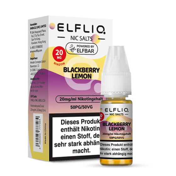 ELFBAR Elfliq 10ml - Blackberry Lemon 20mg