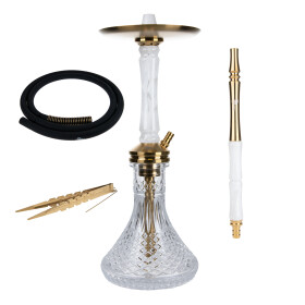 Jookah Edelstahl Shisha - Straight Flush - Gold/White