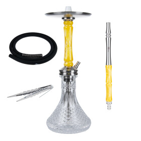 Jookah Edelstahl Shisha - Straight Flush - Steel/Yellow