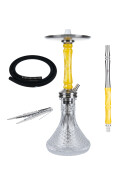 Jookah Edelstahl Shisha - Straight Flush - Steel/Yellow