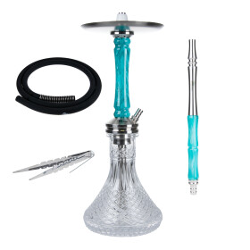 Jookah Edelstahl Shisha - Straight Flush - Steel/T&uuml;rkis