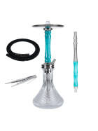 Jookah Edelstahl Shisha - Straight Flush - Steel/T&uuml;rkis