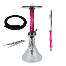 Jookah Edelstahl Shisha - Straight Flush - Black Steel Pink