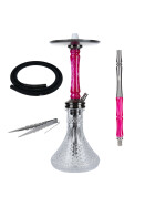 Jookah Edelstahl Shisha - Straight Flush - Black Steel Pink