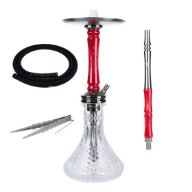 Jookah Edelstahl Shisha - Straight Flush - Black Steel Red