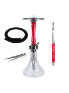 Jookah Edelstahl Shisha - Straight Flush - Black Steel Red