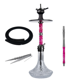 Jookah Edelstahl Shisha - Royal Flush - Black Steel Pink